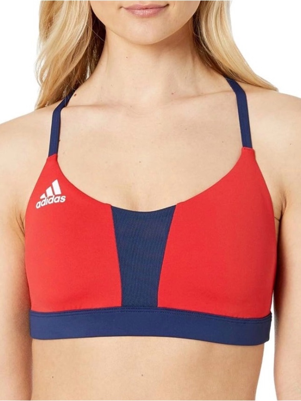 adidas Red and Navy Performance Sports Bra